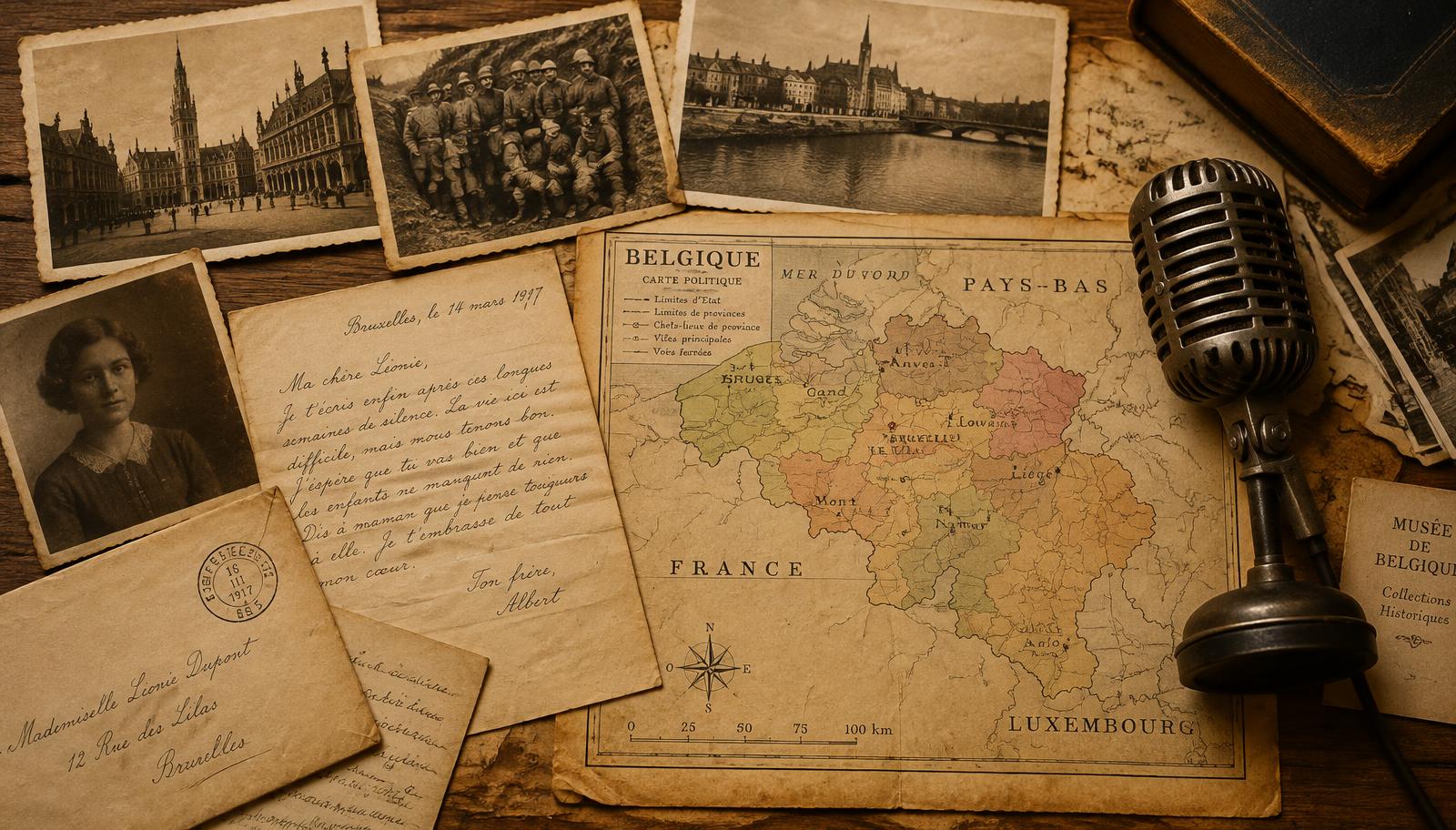 Old photographs, letters and a map